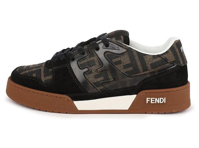 Fendi Match Basso in Camoscio Nero Marrone - vista 6