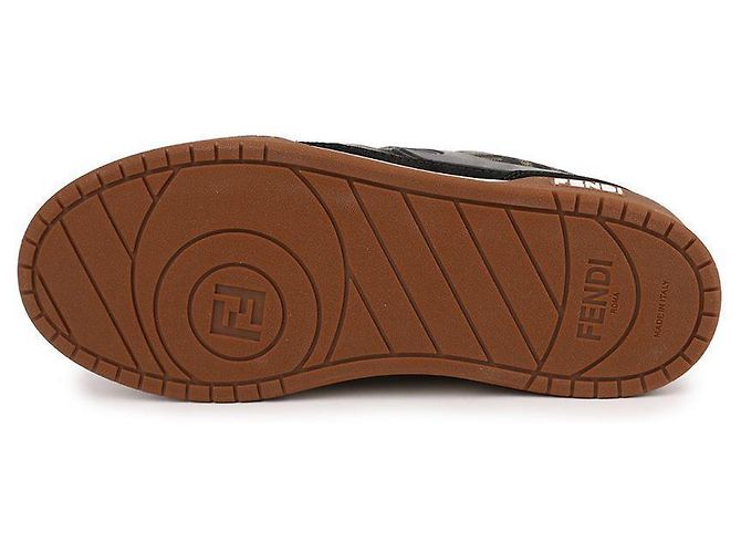 Fendi Match Basso in Camoscio Nero Marrone - vista 7