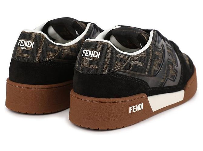 Fendi Match Basso in Camoscio Nero Marrone - vista 8