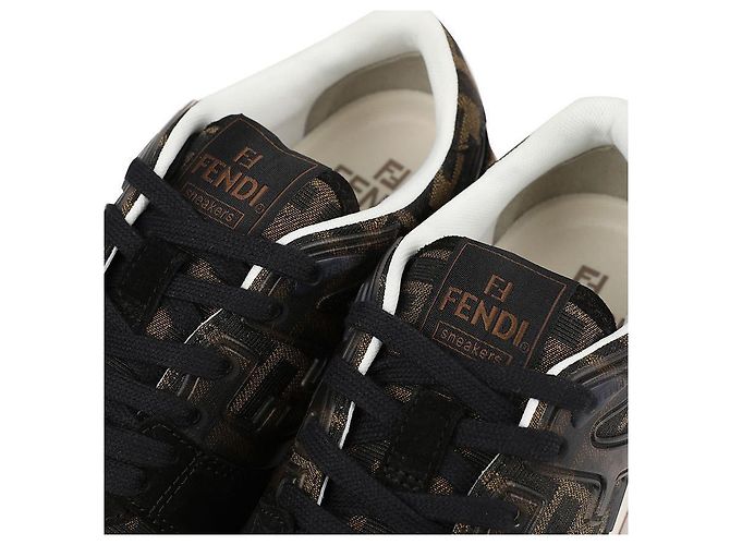 Fendi Match Basso in Camoscio Nero Marrone - vista 9