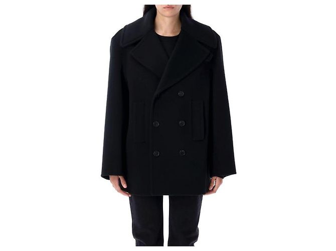 Saint Laurent Abrigo de lana de doble botonadura Negro - vista 4