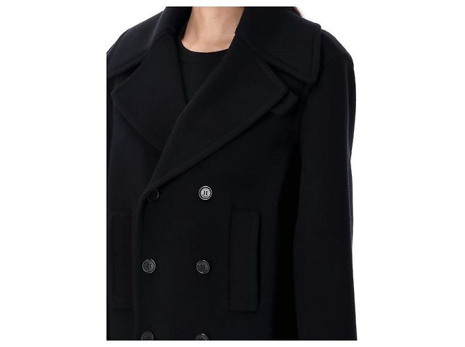 Saint Laurent Abrigo de lana de doble botonadura Negro - vista 6