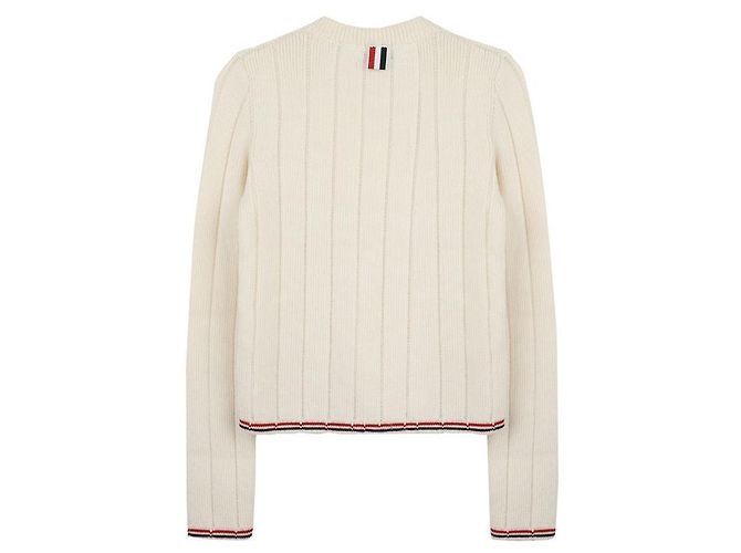 Thom Browne Suéter de manga larga de canalé Blanco - vista 4