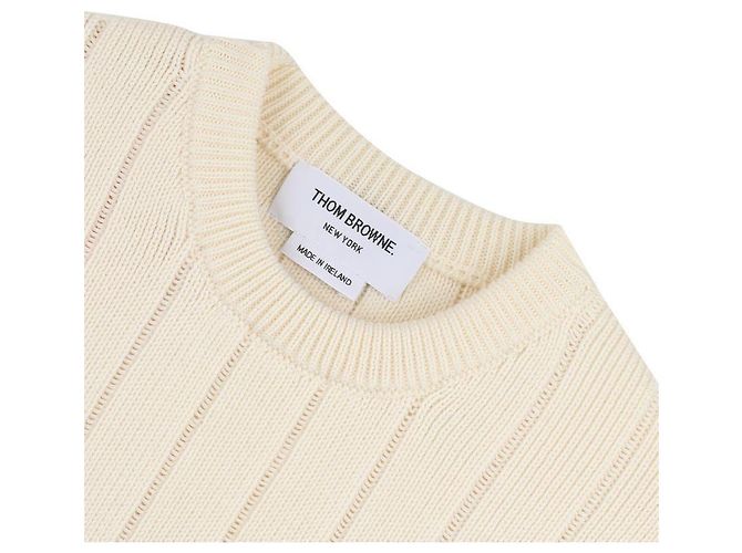 Thom Browne Suéter de manga larga de canalé Blanco - vista 5