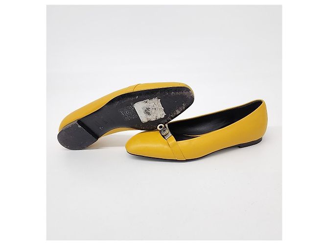 Scarpe flat Hermès Bilbao Giallo - vista 4