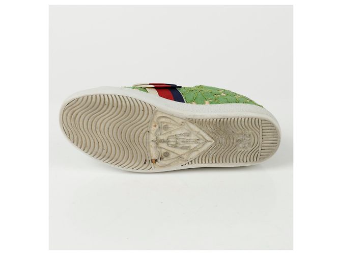 Gucci Sneakers Ace Crystal Web Stripe Verde - vista 4