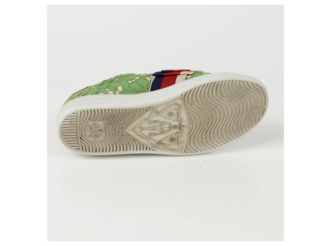 Gucci Sneakers Ace Crystal Web Stripe Verde - vista 7