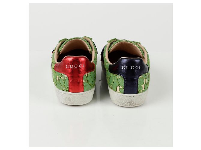 Gucci Sneakers Ace Crystal Web Stripe Verde - vista 9