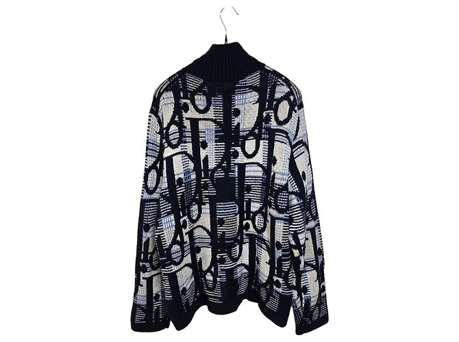 Dior Strickpullover mit hohem Kragen im schrägen Karomuster Mehrfarben - Ansicht 2