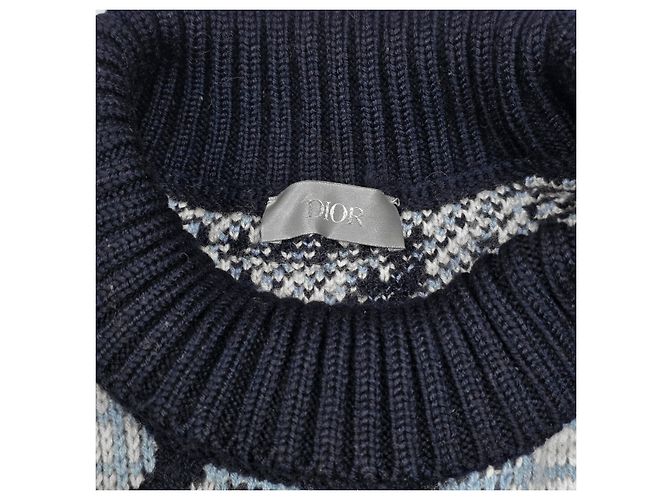 Dior Strickpullover mit hohem Kragen im schrägen Karomuster Mehrfarben - Ansicht 4