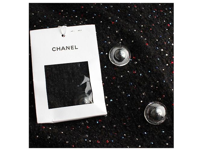 Chanel Tweedjacke mit mehrfarbigen Perlen Schwarz - Ansicht 3