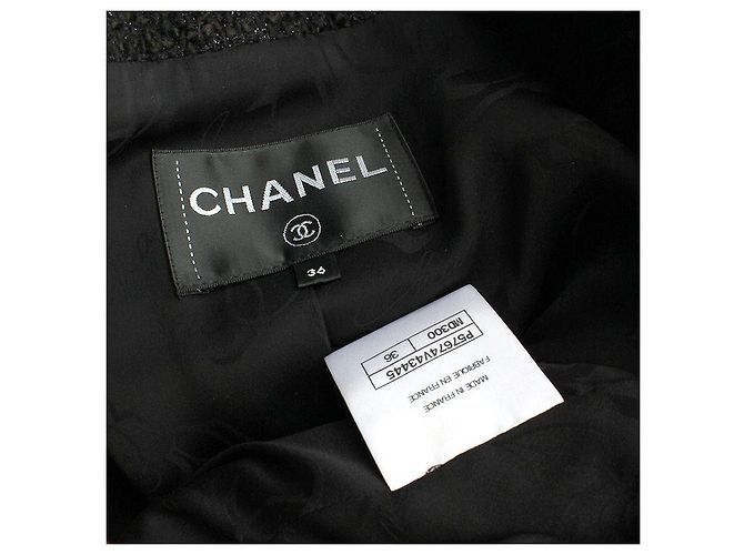 Chanel Tweedjacke mit mehrfarbigen Perlen Schwarz - Ansicht 4