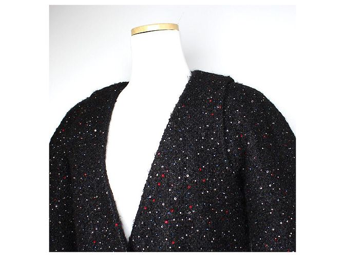 Chanel Tweedjacke mit mehrfarbigen Perlen Schwarz - Ansicht 5