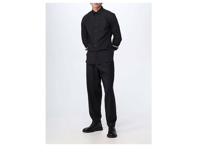 Burberry Camicia in cotone elasticizzato ricamata Nero - vista 5