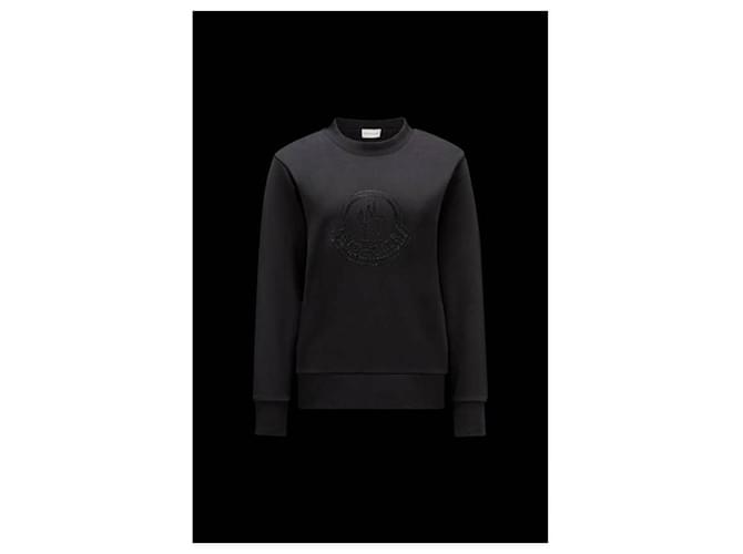 Moncler Baumwoll-Sweatshirt mit Kristall-Logo Schwarz - Ansicht 4