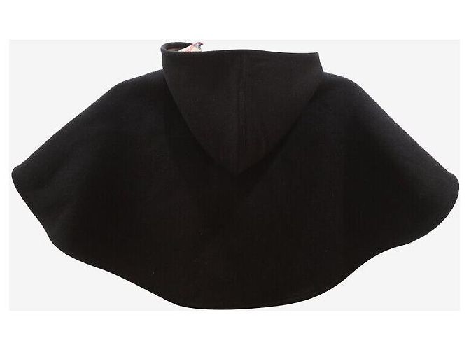 Burberry Cappa A-line in lana a quadri con cappuccio per bambini nera Nero - vista 3