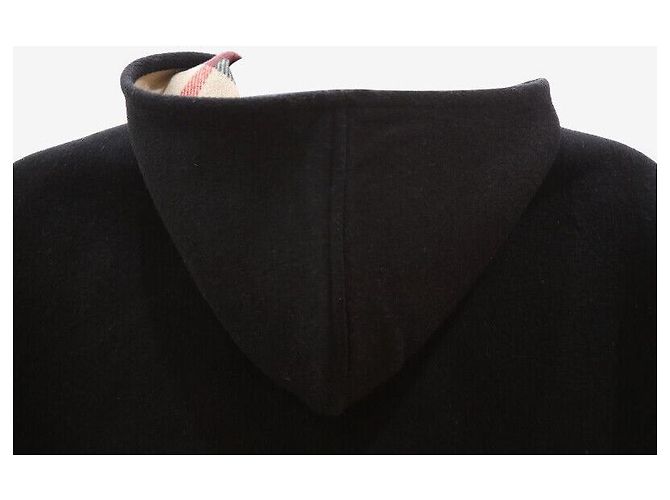 Burberry Cappa A-line in lana a quadri con cappuccio per bambini nera Nero - vista 4