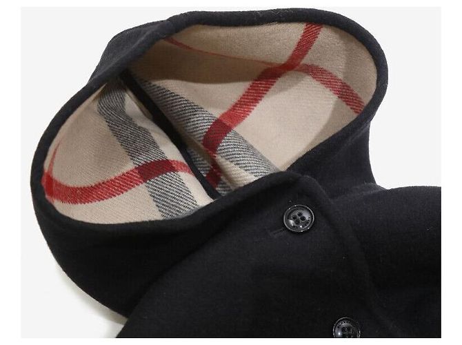 Burberry Cappa A-line in lana a quadri con cappuccio per bambini nera Nero - vista 6