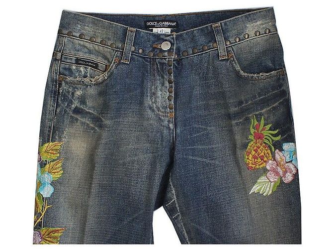 Dolce & Gabbana Hawaiianisch bestickte Jeans Rot - Ansicht 4