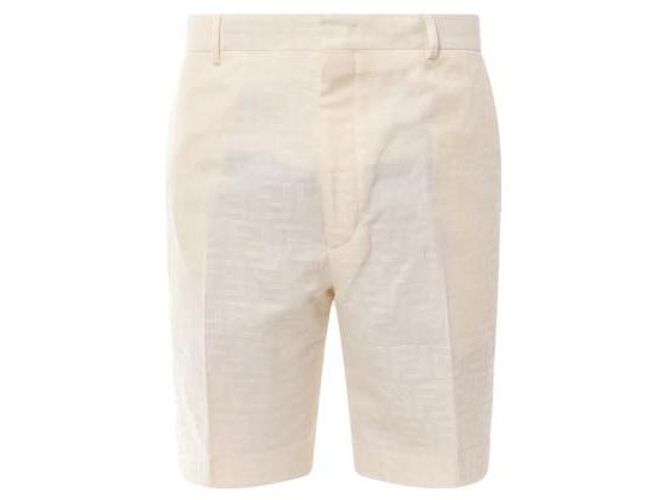 Fendi Bermuda de algodão e linho Branco - vista 4