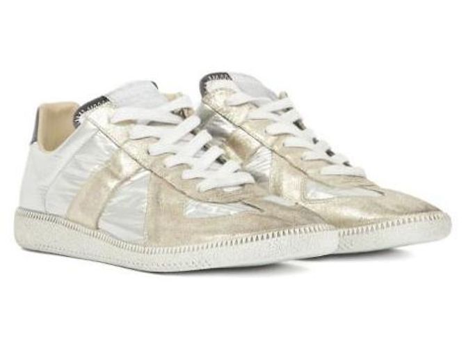 Maison Martin Margiela Sneakers Replica dell'Esercito Tedesco Iridescenti Argento - vista 6