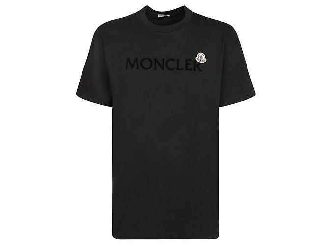 Moncler Baumwoll-T-Shirt mit Logo Schwarz - Ansicht 4