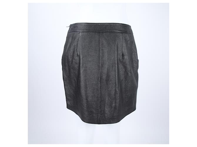Saint Laurent Falda de cuero Negro - vista 3