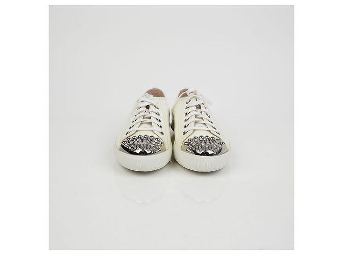 Miu Miu Nieten-Sneaker Größe Weiß - Ansicht 4