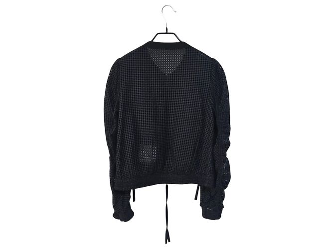 Moncler Damen Mesh Zip-Up Jacke Schwarz - Ansicht 2