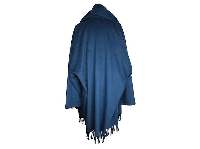 Salvatore Ferragamo Blauer Fransen-Schal Cashmere-Mantel (Einheitsgröße) - Ansicht 2