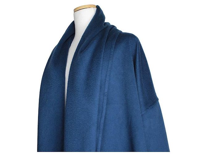 Salvatore Ferragamo Blauer Fransen-Schal Cashmere-Mantel (Einheitsgröße) - Ansicht 4