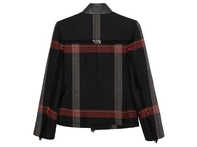 Hermès Gestreifte Woll-Lederjacke Größe Schwarz - Ansicht 2