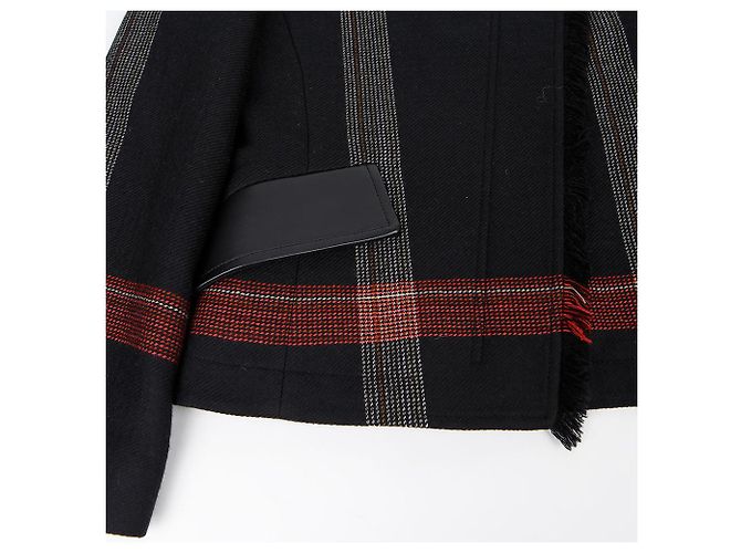 Hermès Gestreifte Woll-Lederjacke Größe Schwarz - Ansicht 5