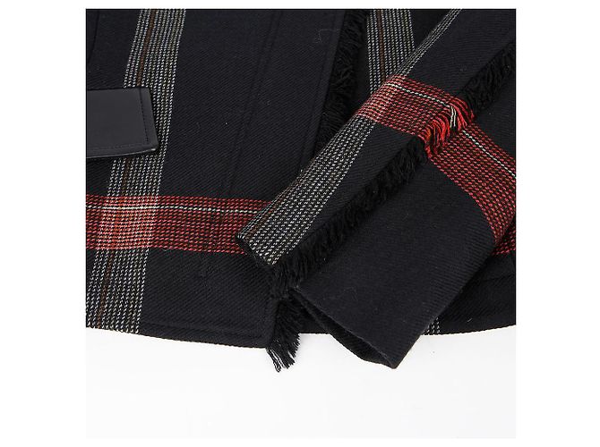 Hermès Gestreifte Woll-Lederjacke Größe Schwarz - Ansicht 6