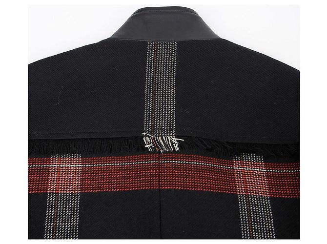 Hermès Gestreifte Woll-Lederjacke Größe Schwarz - Ansicht 7