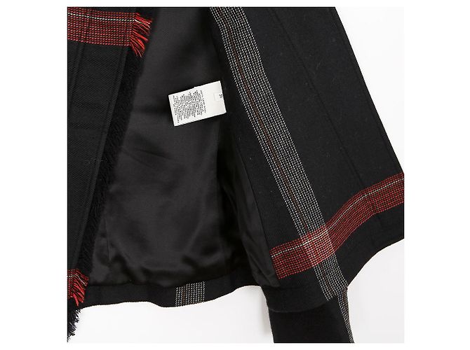 Hermès Gestreifte Woll-Lederjacke Größe Schwarz - Ansicht 8