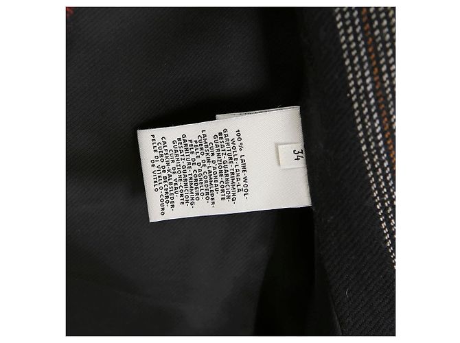 Hermès Gestreifte Woll-Lederjacke Größe Schwarz - Ansicht 9