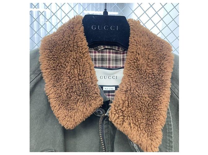 Gucci Shearling Collar Cargo Field Jacket Brown - view 5