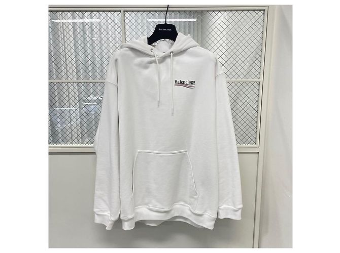 Balenciaga Felpa con stampa logo onda bianca a maniche lunghe Bianco - vista 2