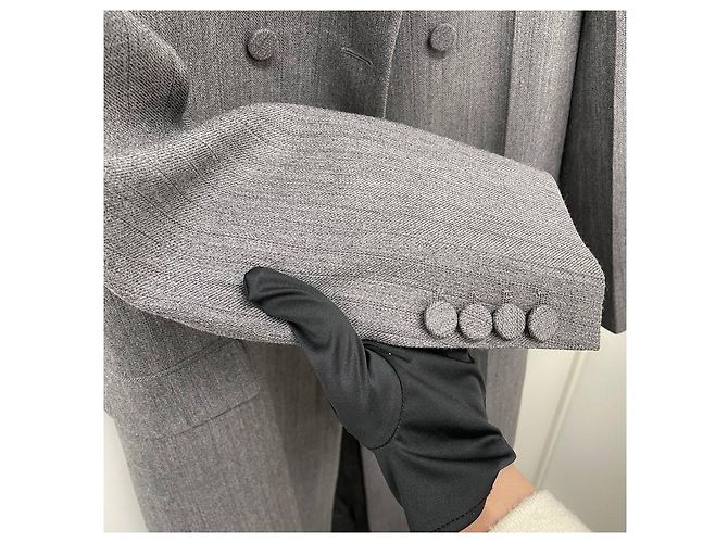 Gucci Abrigo a rayas con pin de Horsebit Castaño - vista 5