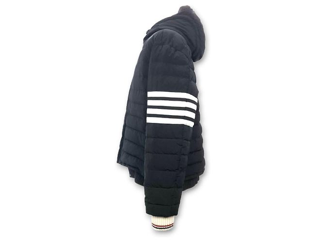 Thom Browne Piumino con cappuccio a tre strisce Blu - vista 4