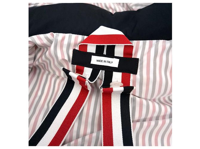 Thom Browne Piumino con cappuccio a tre strisce Blu - vista 9