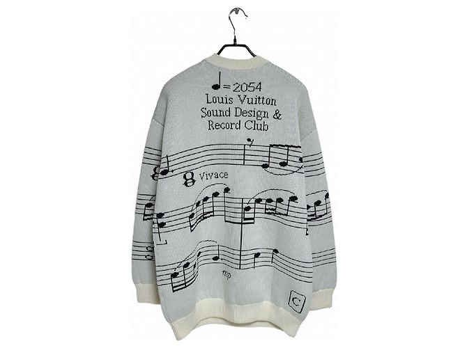 Louis Vuitton Note Intarsia Oversized Knit White - view 2