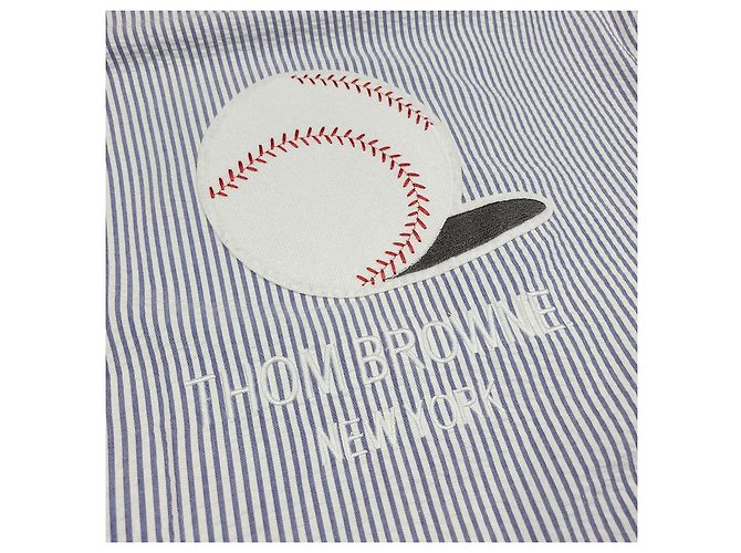 Thom Browne Giacca Bomber Seersucker da Baseball Blu - vista 3