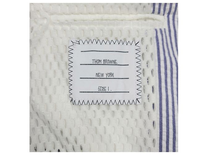 Thom Browne Giacca Bomber Seersucker da Baseball Blu - vista 8