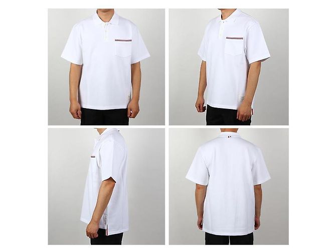 Thom Browne Gestreiftes Polo-T-Shirt mit kurzen Ärmeln Weiß - Ansicht 2
