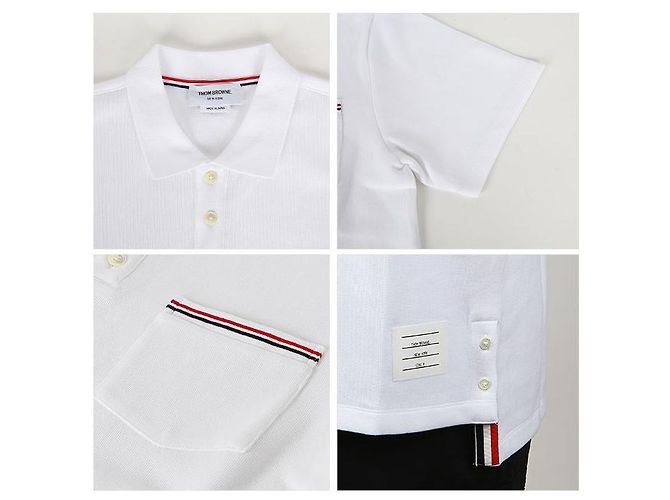 Thom Browne Gestreiftes Polo-T-Shirt mit kurzen Ärmeln Weiß - Ansicht 3
