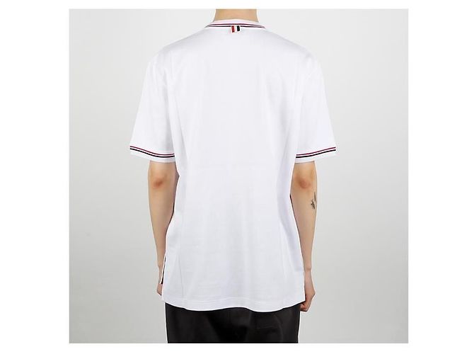 Thom Browne Kurzarm-T-Shirt mit Rive-Besatz RWB Weiß - Ansicht 11