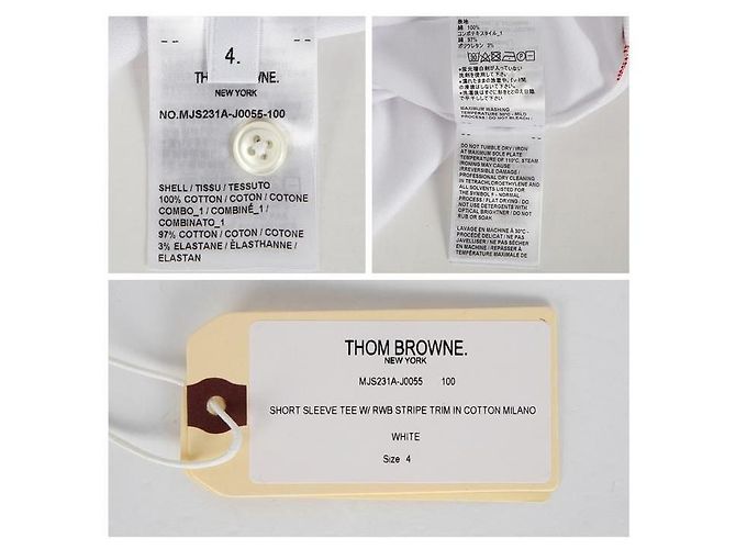 Thom Browne Kurzarm-T-Shirt mit Rive-Besatz RWB Weiß - Ansicht 14