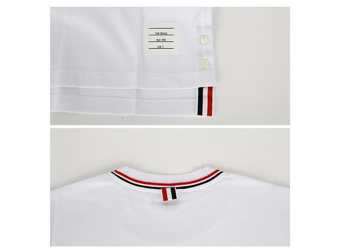 Thom Browne Kurzarm-T-Shirt mit Rive-Besatz RWB Weiß - Ansicht 6